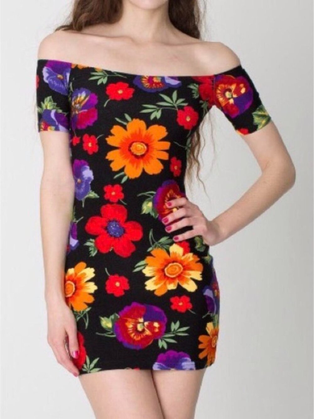 NWOT American Apparel Cali Sun & Fun Black Floral Dress